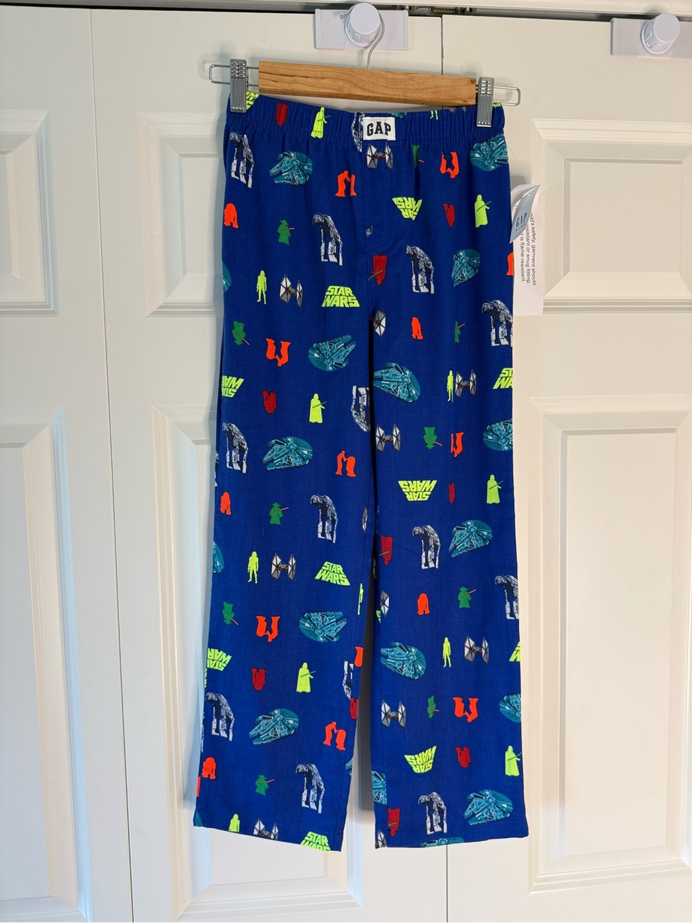 GAP Kids Blue Star Wars Pajama Bottoms with Neon Accents Size 8 NWT